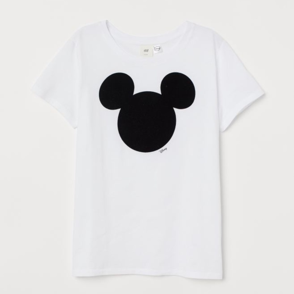H&M "t-shirt with motif" Fuzzy Mickey Tee